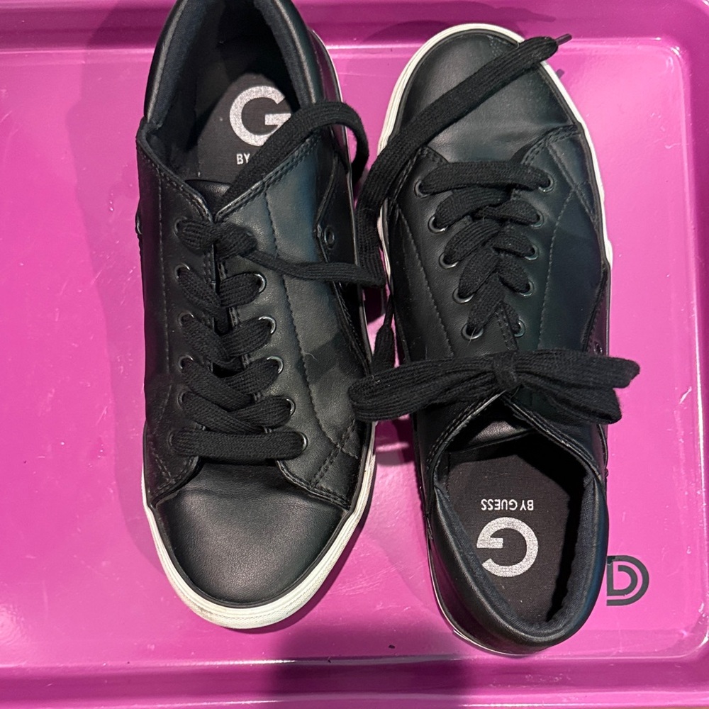 G by Guess Black Low-Top Lace-Up Sneakers with White Sole